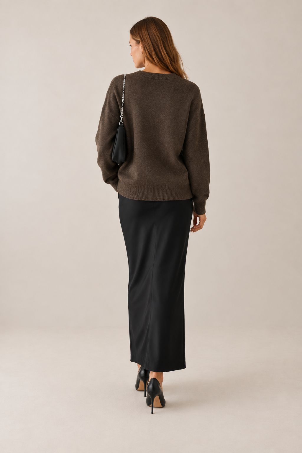 Bisiklet Yaka Basic Oversize Kazak