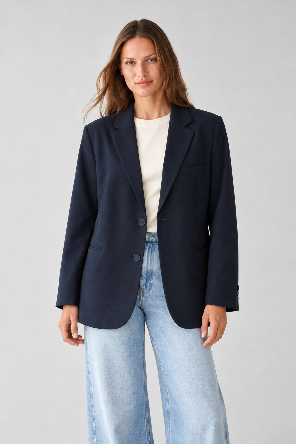 Kadın Acı Kahve Kruvaze Yaka Çift Düğmeli Blazer Ceket