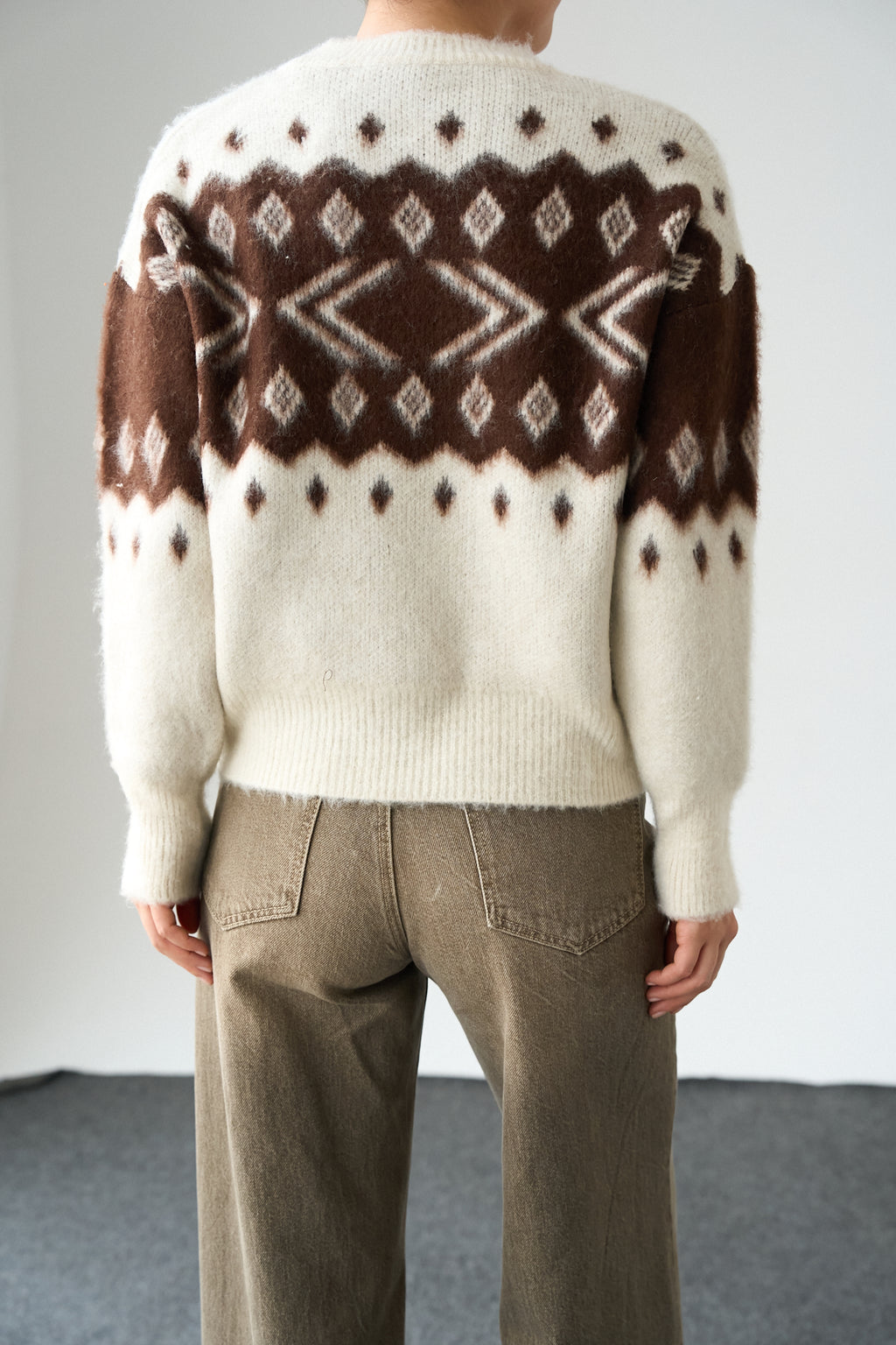 Kadın Bisiklet Yaka Desenli Şardonlu Triko Kazak