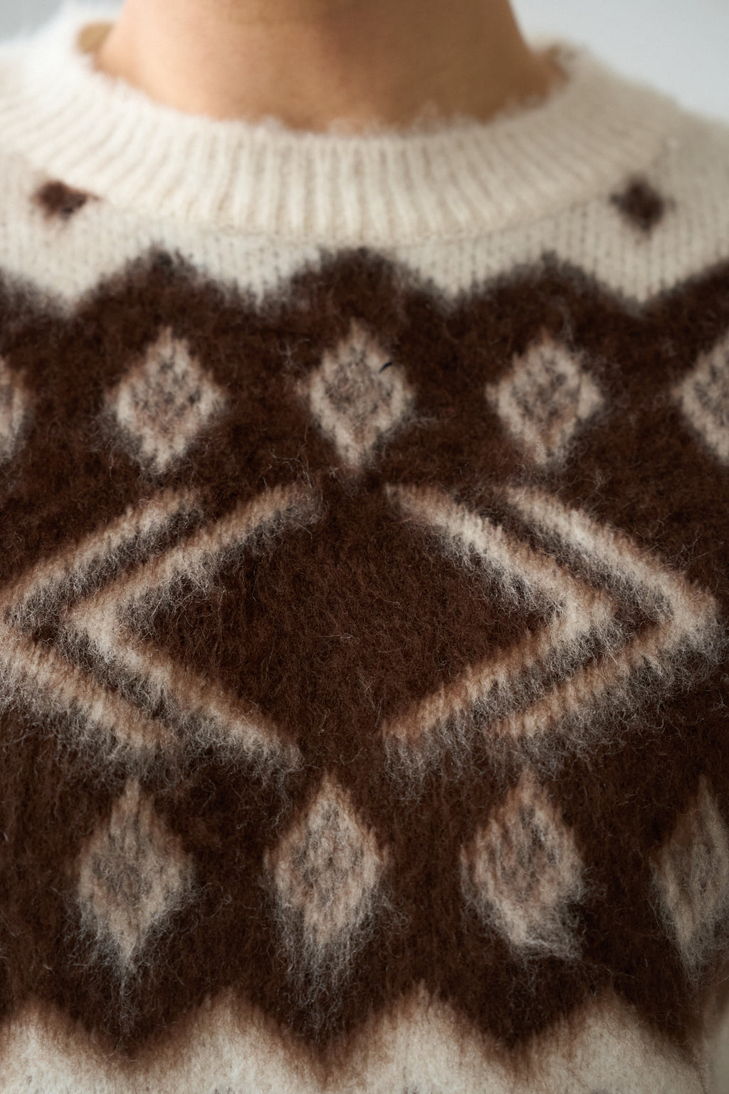 Kadın Bisiklet Yaka Desenli Şardonlu Triko Kazak