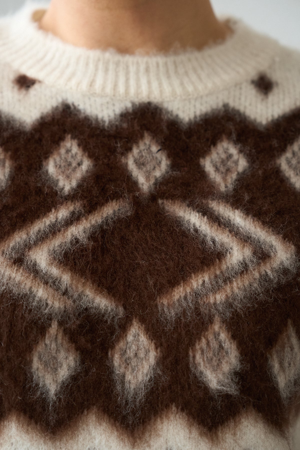 Kadın Bisiklet Yaka Desenli Şardonlu Triko Kazak