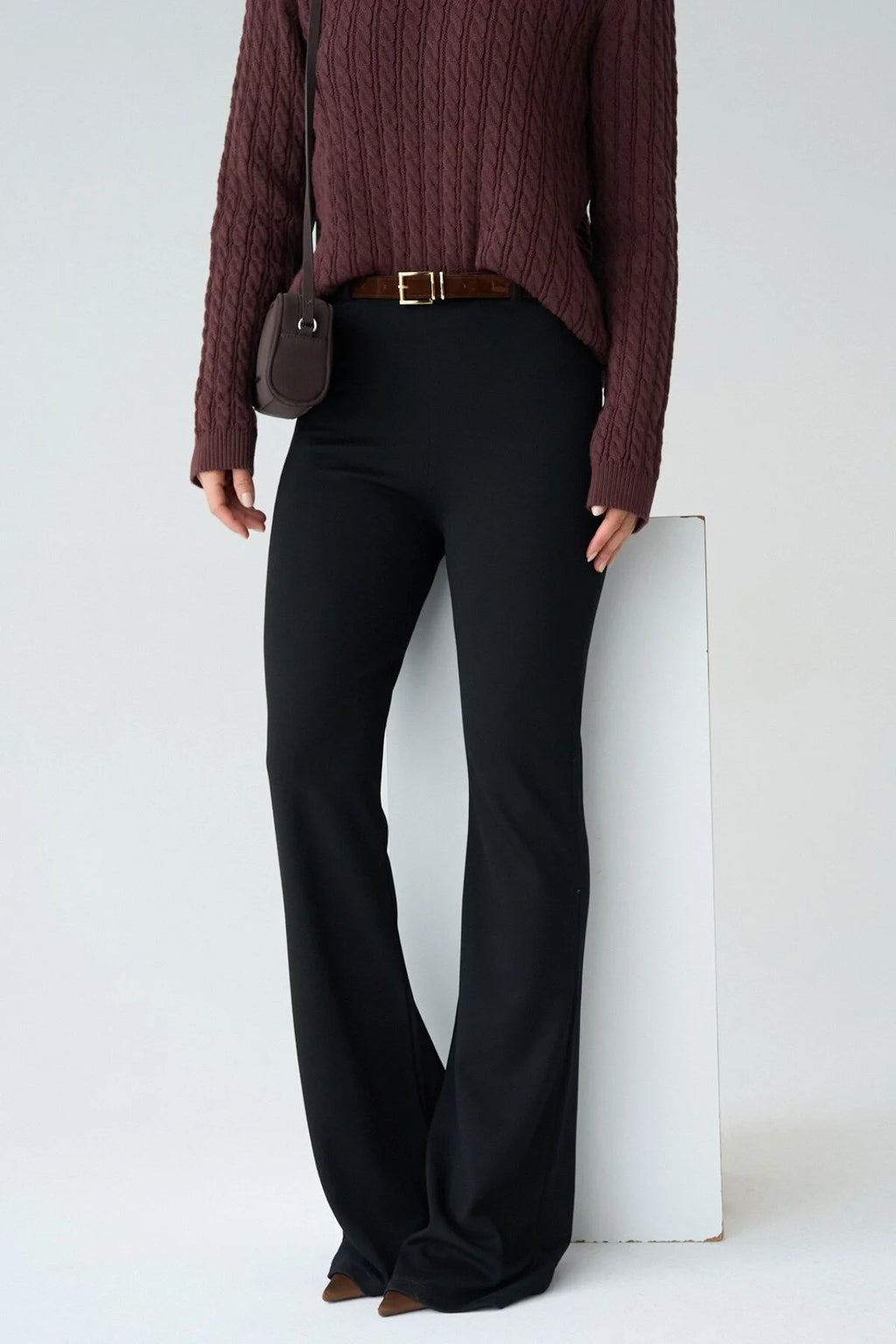 Kadın Kemer Detaylı İspanyol Paça Tayt Pantolon