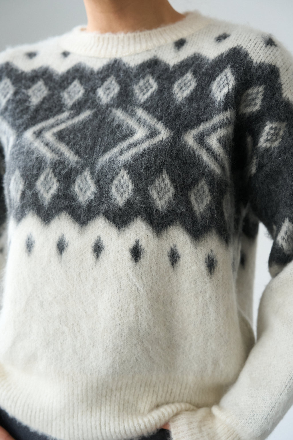 Kadın Bisiklet Yaka Desenli Şardonlu Triko Kazak