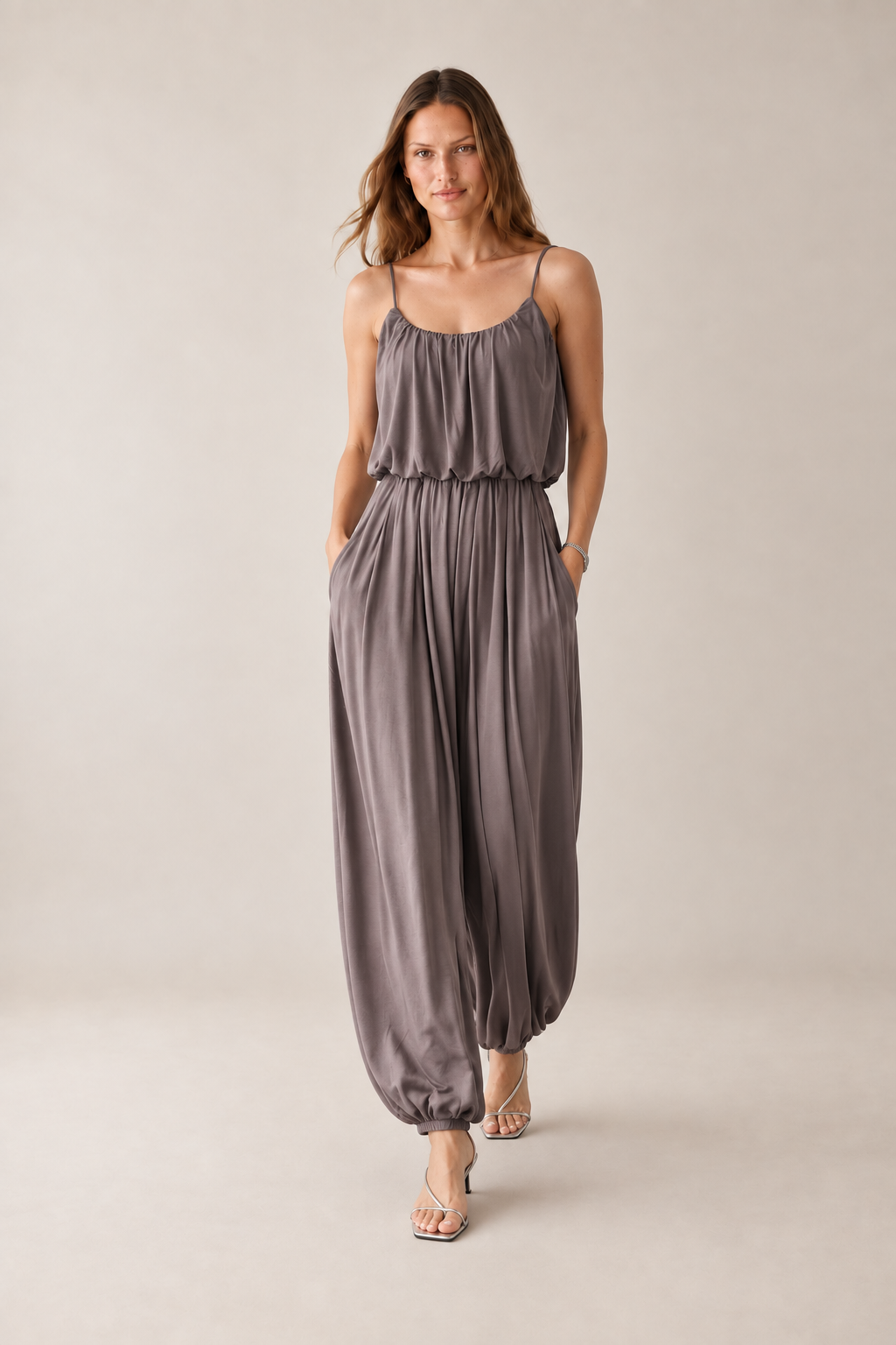 Kadın Askılı Balon Bluz Pantolon Takım