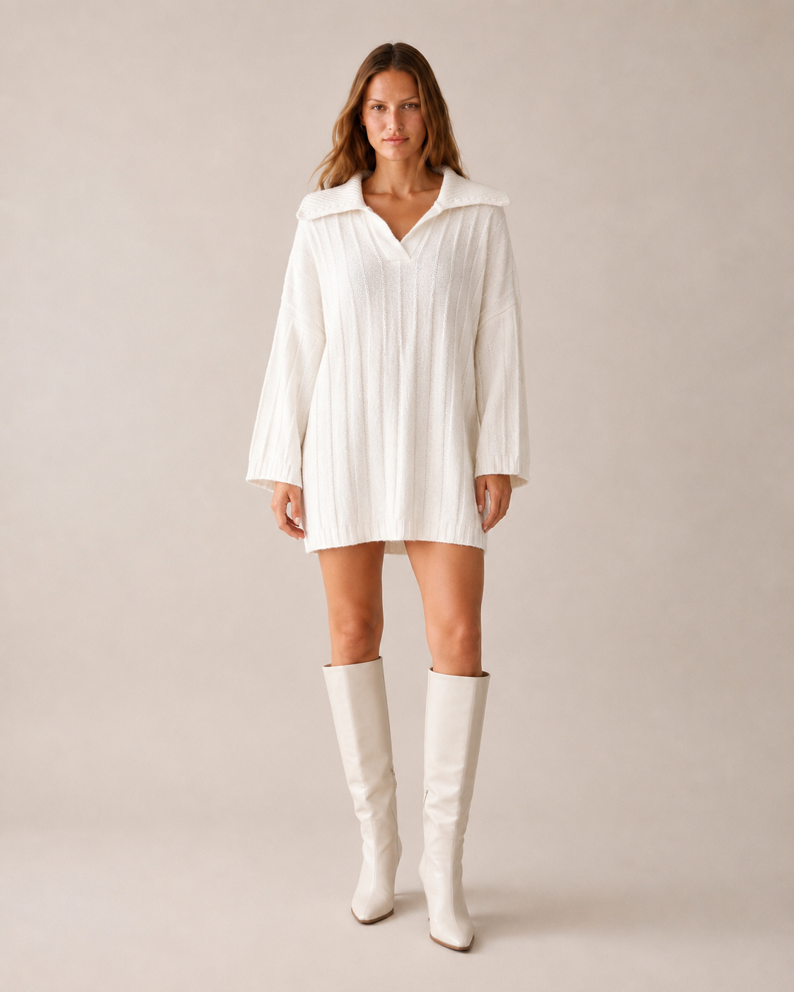 Polo Yaka Kol Detaylı Oversize Kazak