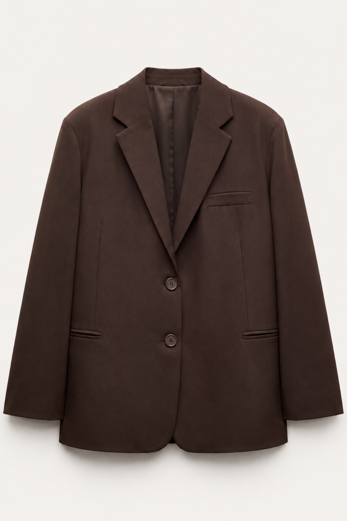 Kadın Acı Kahve Kruvaze Yaka Çift Düğmeli Blazer Ceket