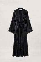 Kadın Siyah İşlemeli Kuşak Detaylı Abaya