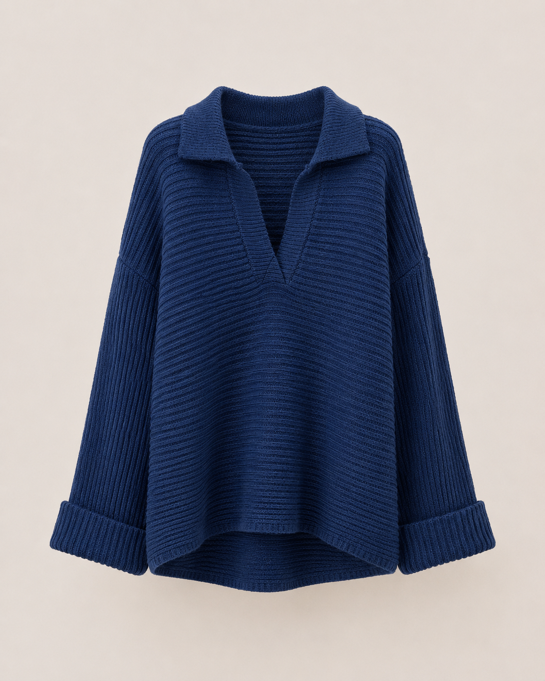 Polo Yaka Kol Detaylı Oversize Kazak