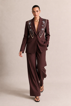 Kadın Fular Detaylı Blazer Takım