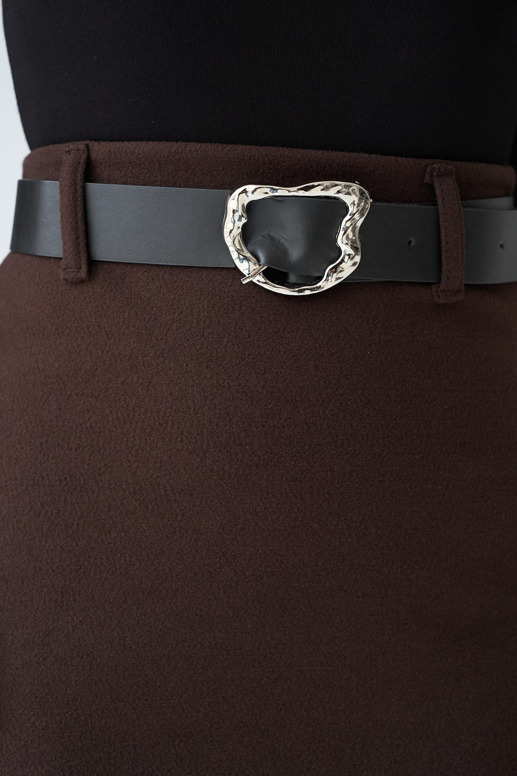 Kadın Süet Kemer Detaylı Klasik Mini Etek