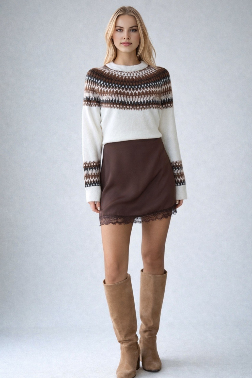 Kasın Ucu Dantelli Saten Şort Astarlı Etek