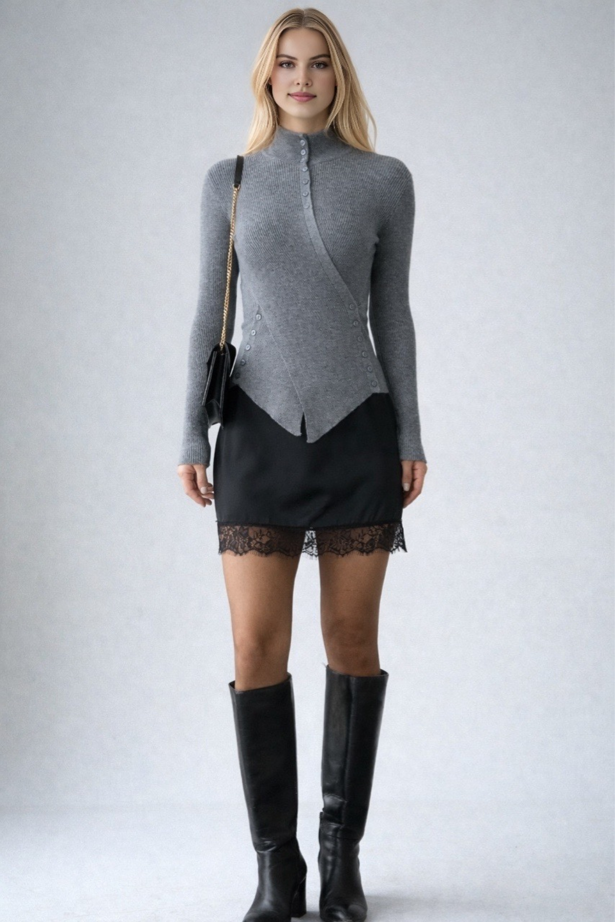 Kasın Ucu Dantelli Saten Şort Astarlı Etek