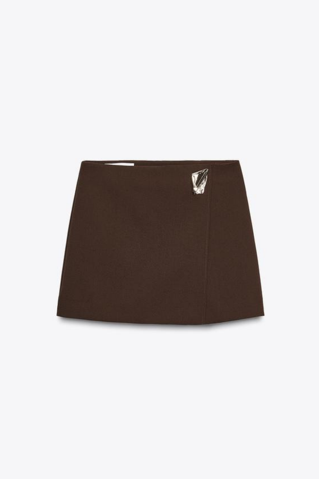 Kadın Asimetrik Kesim Gold Aksesuarlı Şort Etek