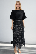 Kadın Puantiye Desenli Asimetrik Kesim Etek
