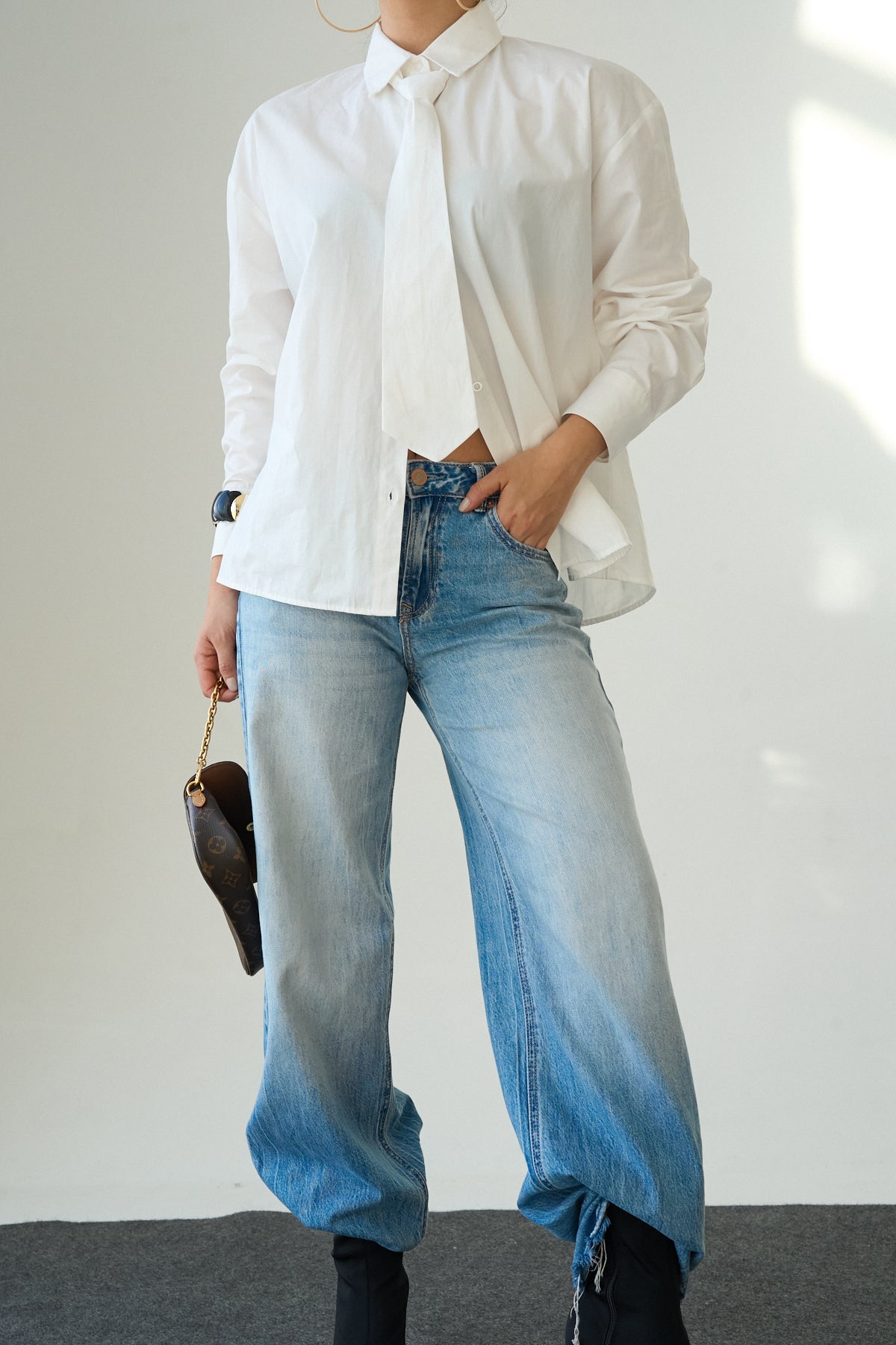 Kadın Kravat Detaylı Pamuklu Gömlek