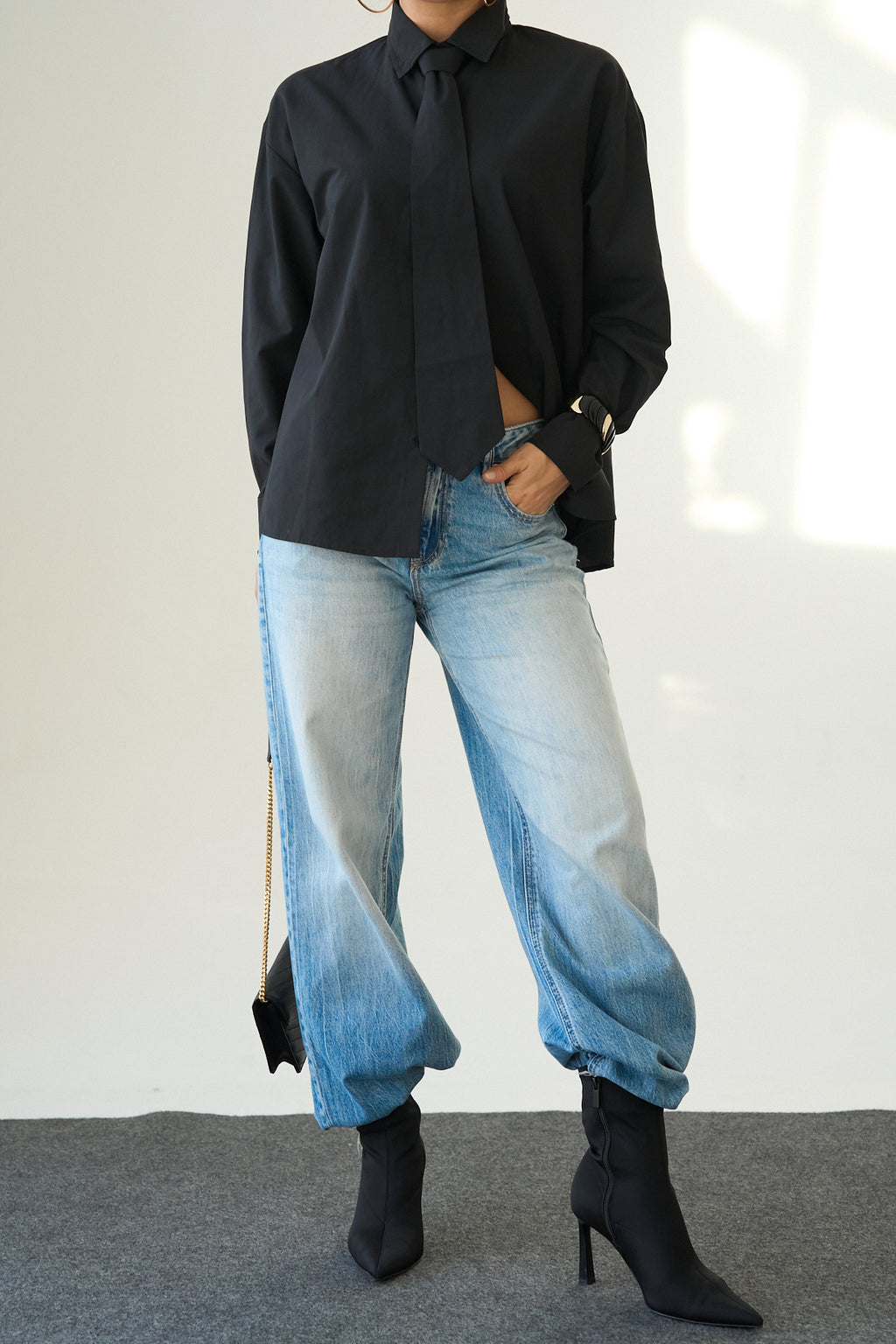 Kadın Kravat Detaylı Pamuklu Gömlek