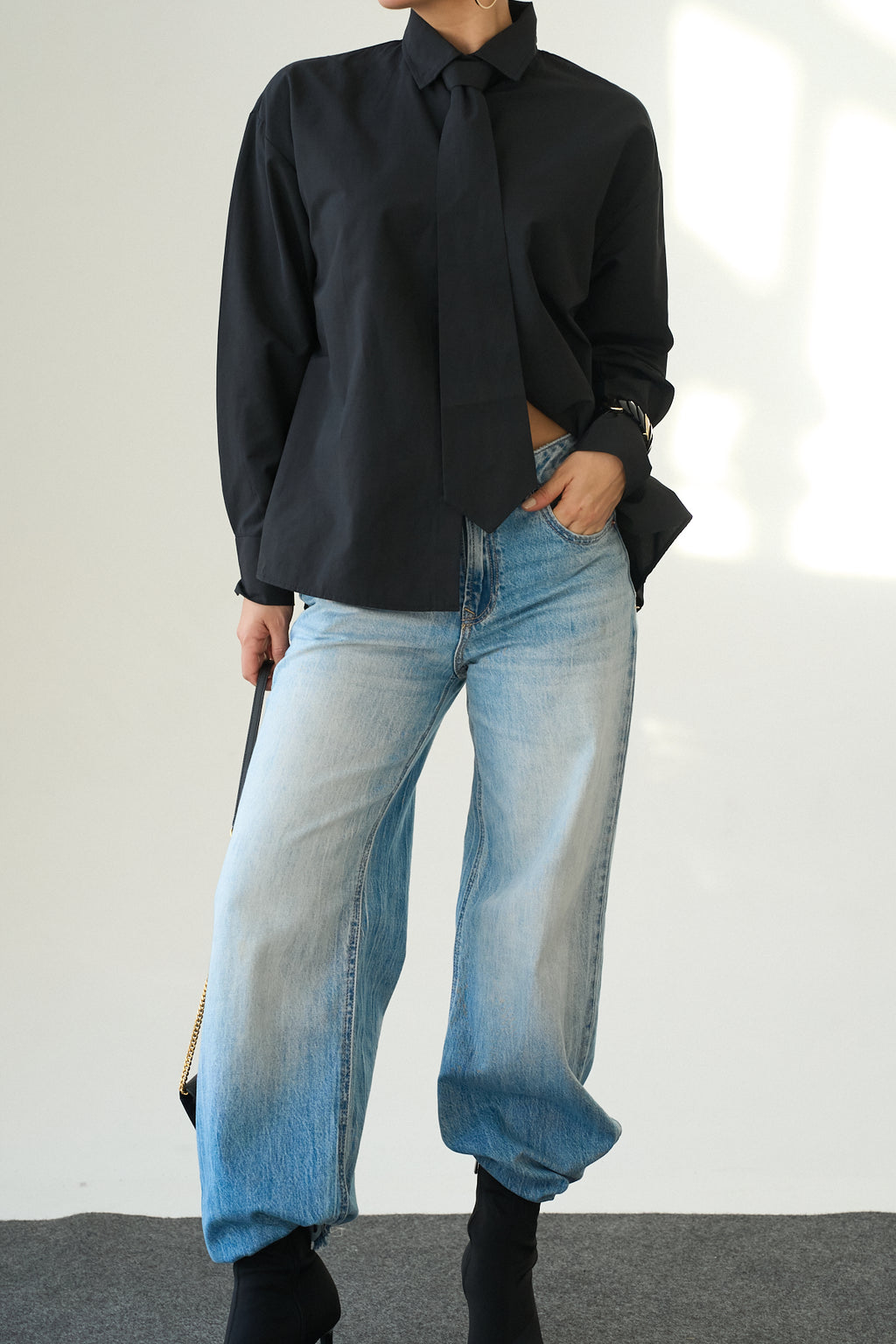 Kadın Kravat Detaylı Pamuklu Gömlek