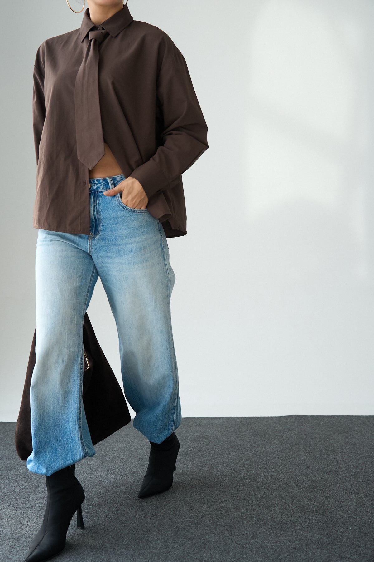 Kadın Kravat Detaylı Pamuklu Gömlek