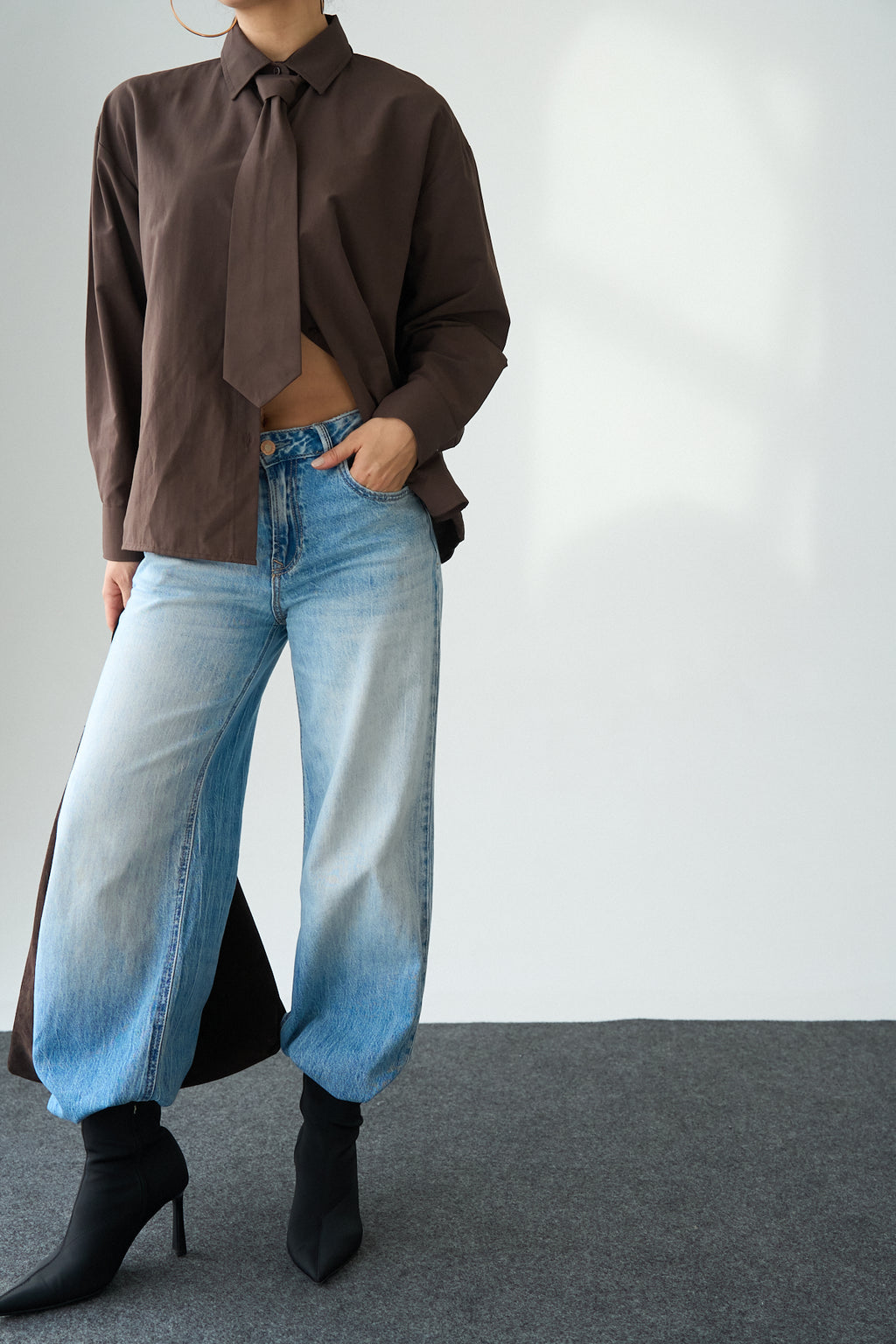 Kadın Kravat Detaylı Pamuklu Gömlek