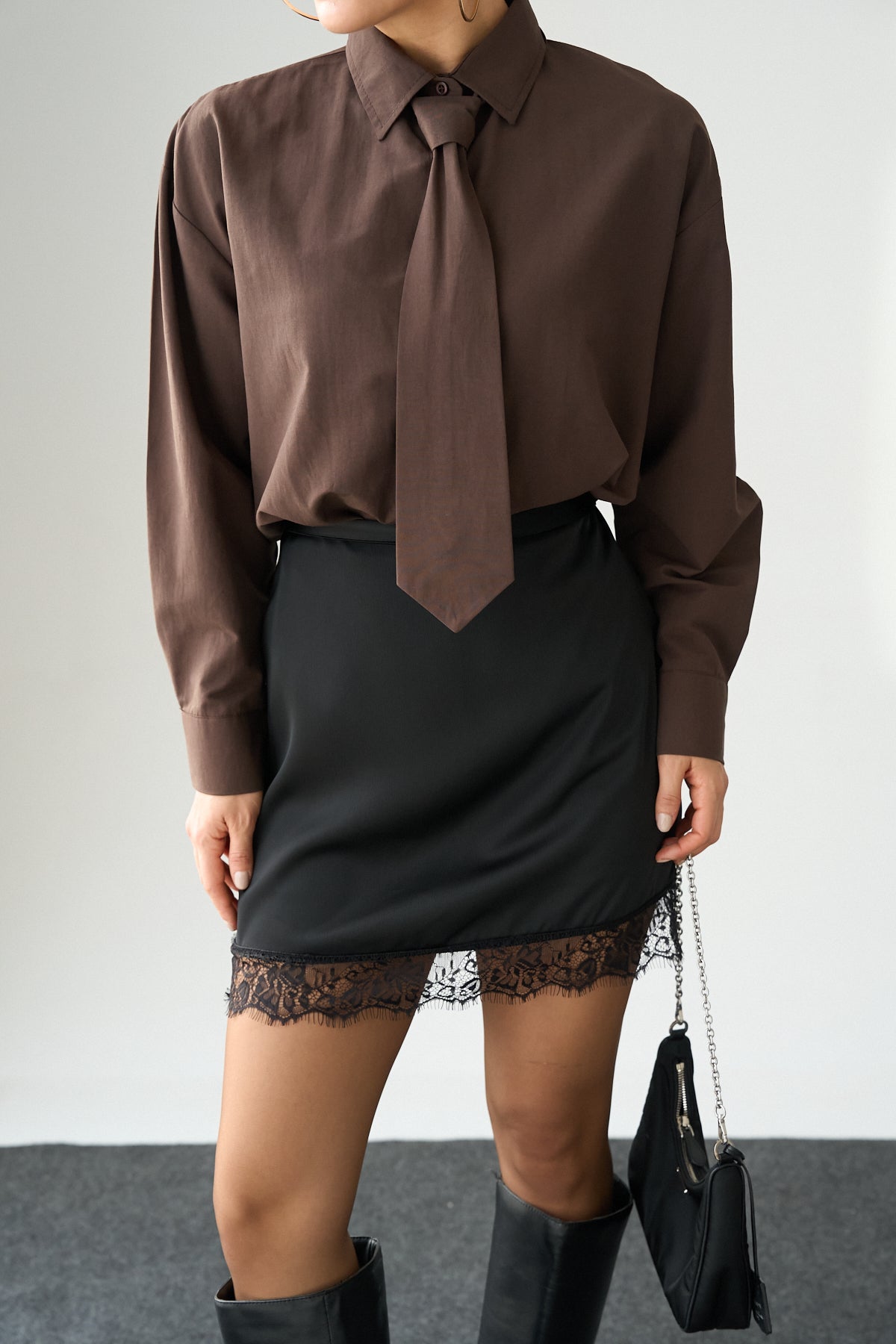 Kadın Kravat Detaylı Pamuklu Gömlek