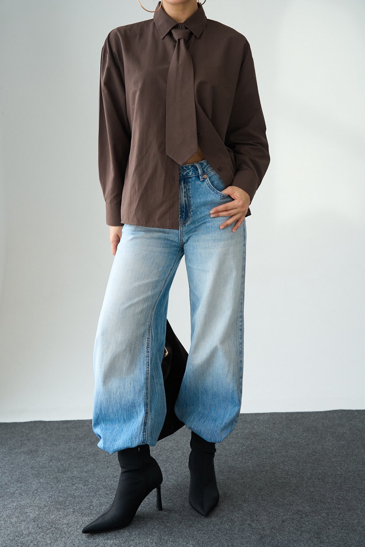 Kadın Kravat Detaylı Pamuklu Gömlek