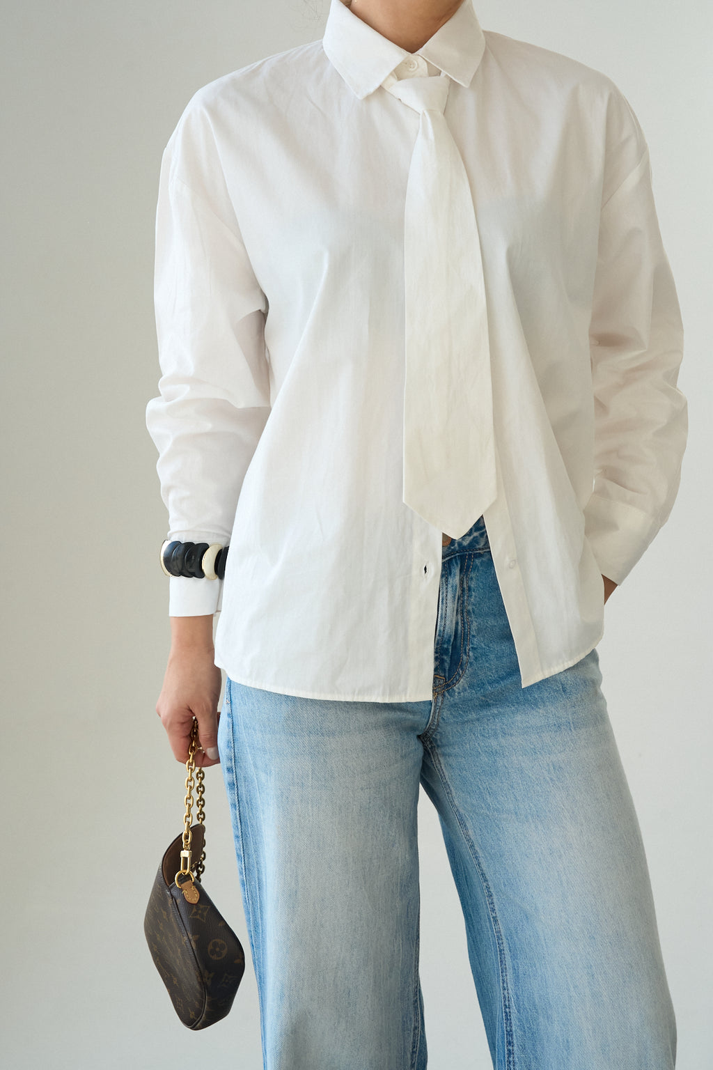 Kadın Kravat Detaylı Pamuklu Gömlek