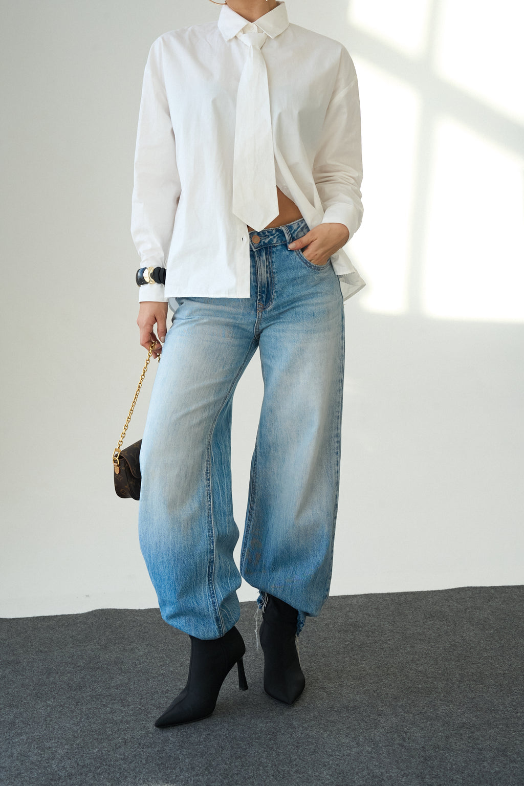 Kadın Kravat Detaylı Pamuklu Gömlek