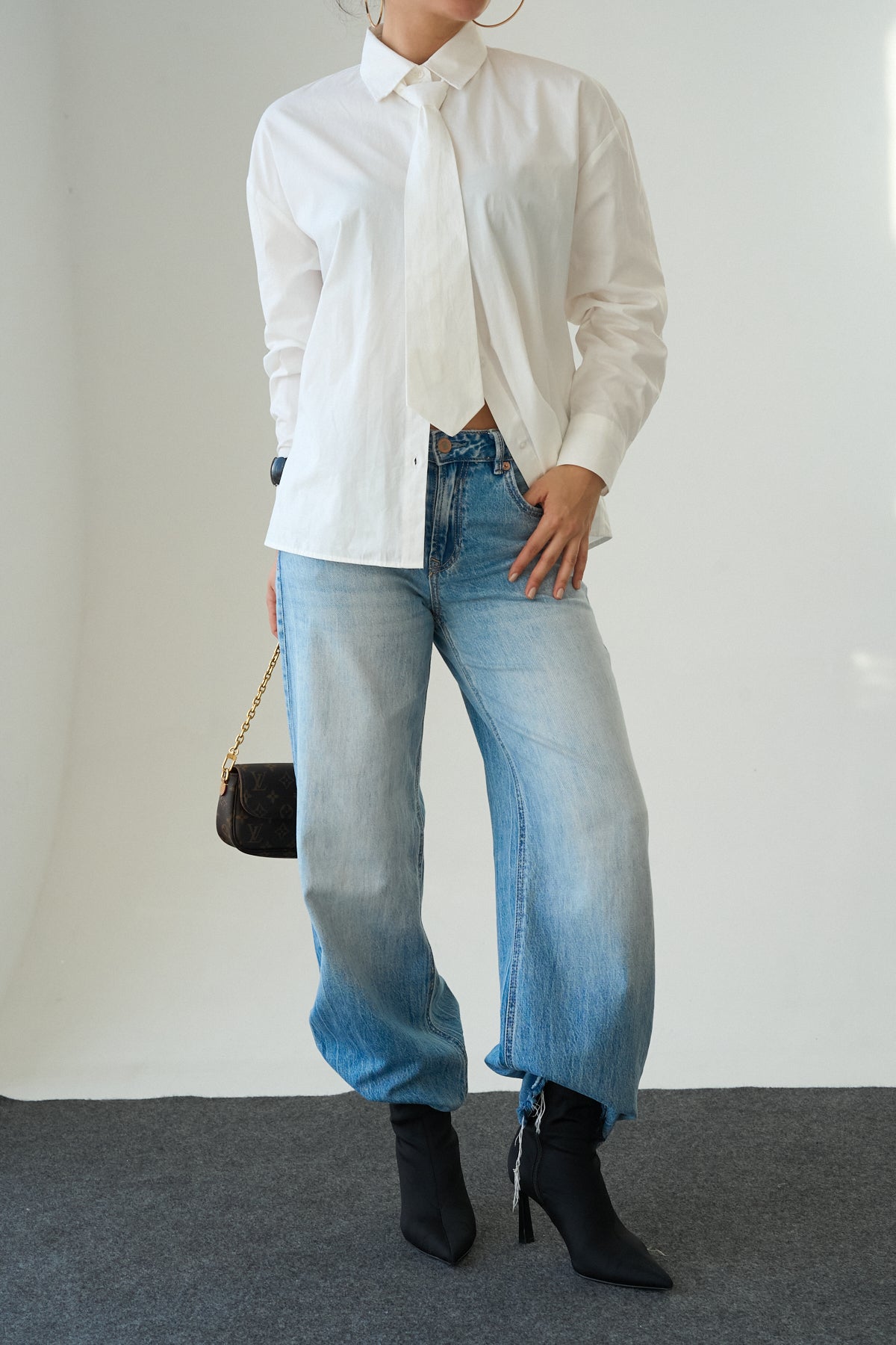 Kadın Kravat Detaylı Pamuklu Gömlek