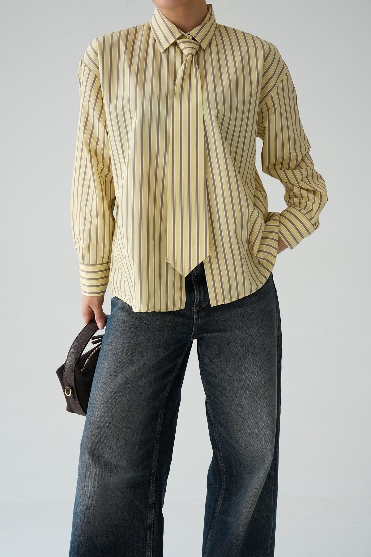 Kadın Kravat Aksesuar Detaylı Pamuklu Gömlek