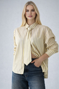 Kadın Kravat Aksesuar Detaylı Pamuklu Gömlek