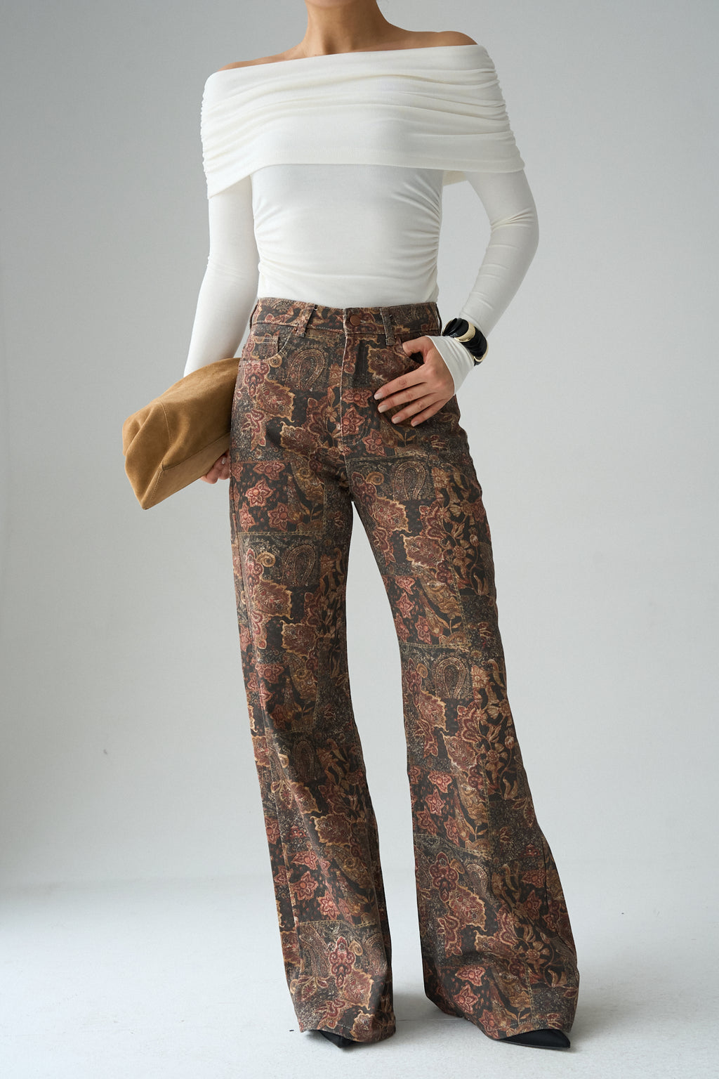 Kadın Madonna Yaka Asimetrik Kesim Büzgülü Bluz