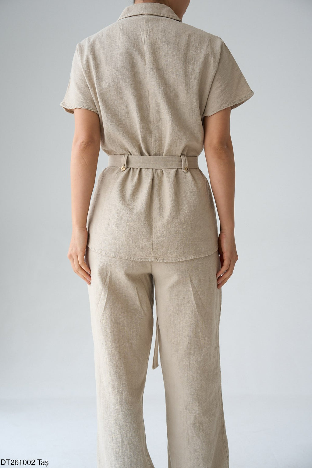 Kadın Kuşak Detaylı Gömlek Pantolon Pamuklu Takım