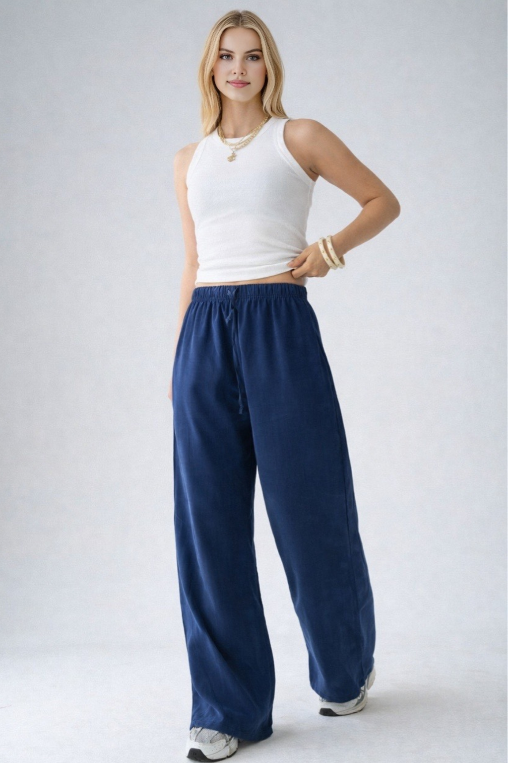 Kadın Bağcıklı Wide Leg Modal Pantolon