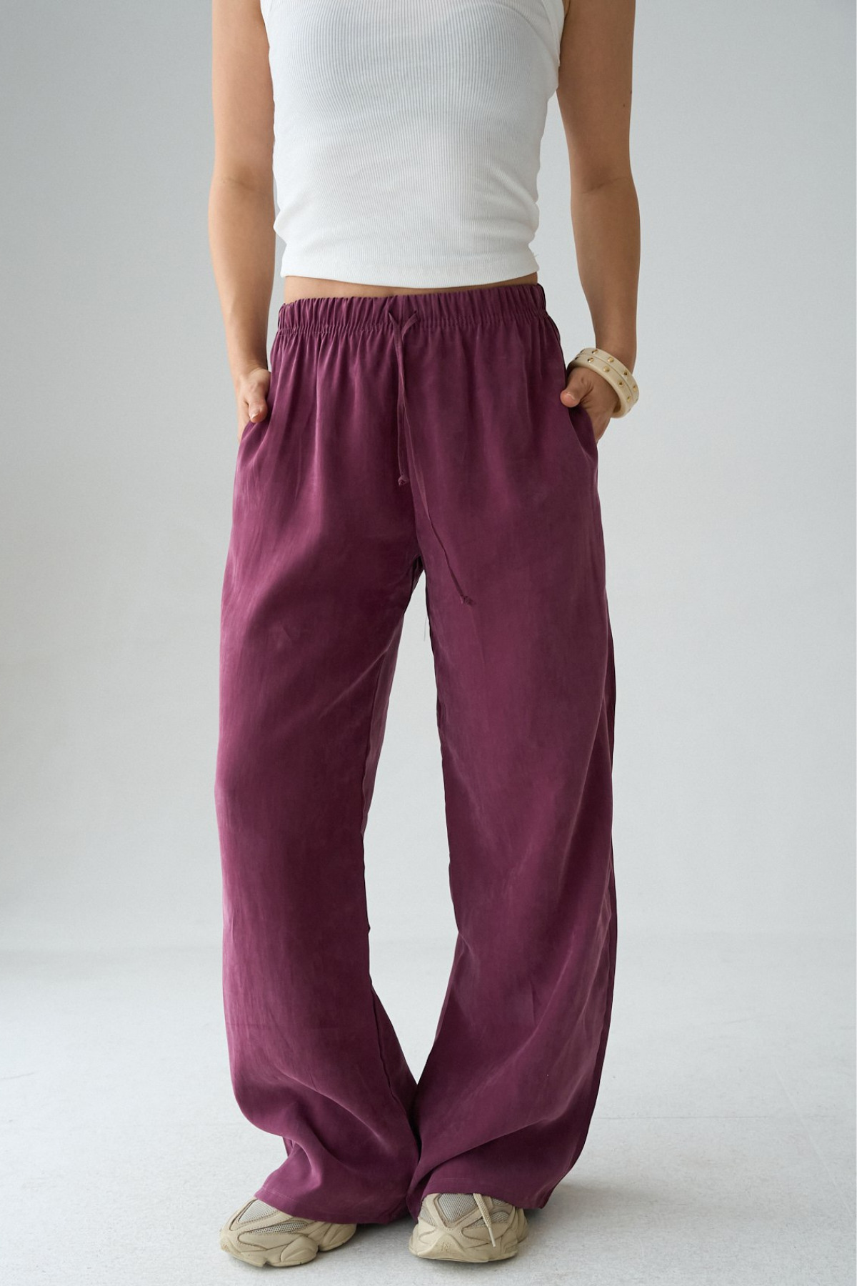 Kadın Bağcıklı Wide Leg Modal Pantolon