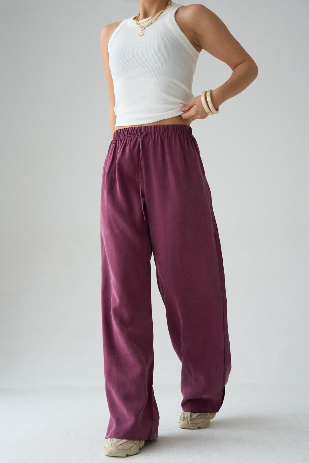 Kadın Bağcıklı Wide Leg Modal Pantolon