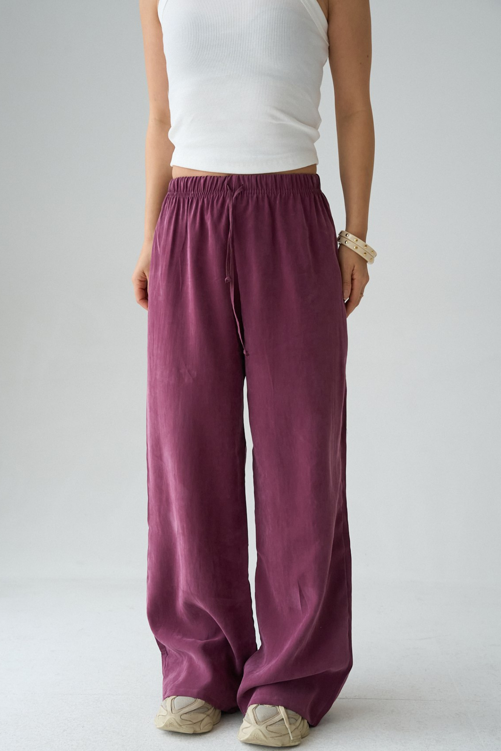 Kadın Bağcıklı Wide Leg Modal Pantolon