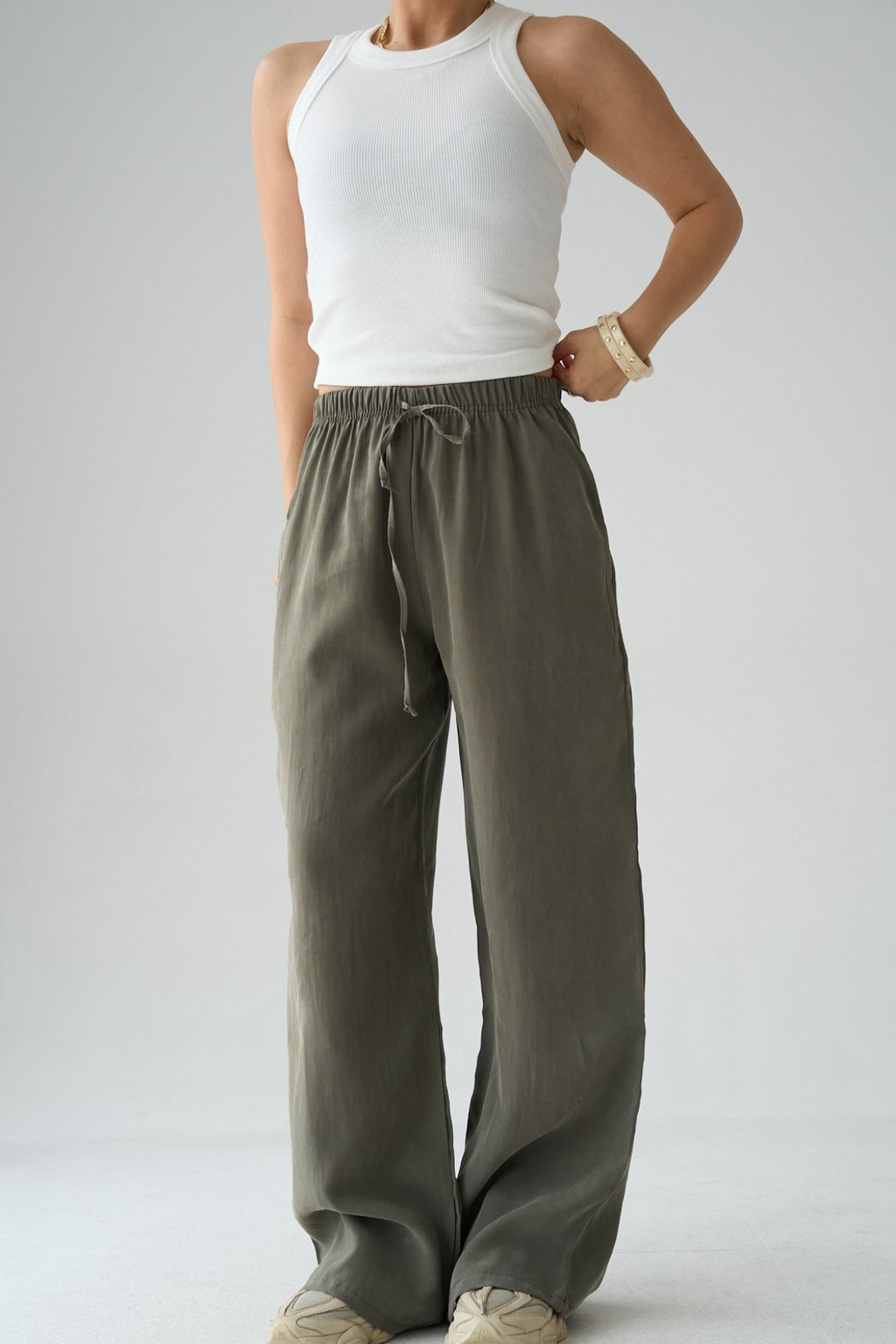 Kadın Bağcıklı Wide Leg Modal Pantolon