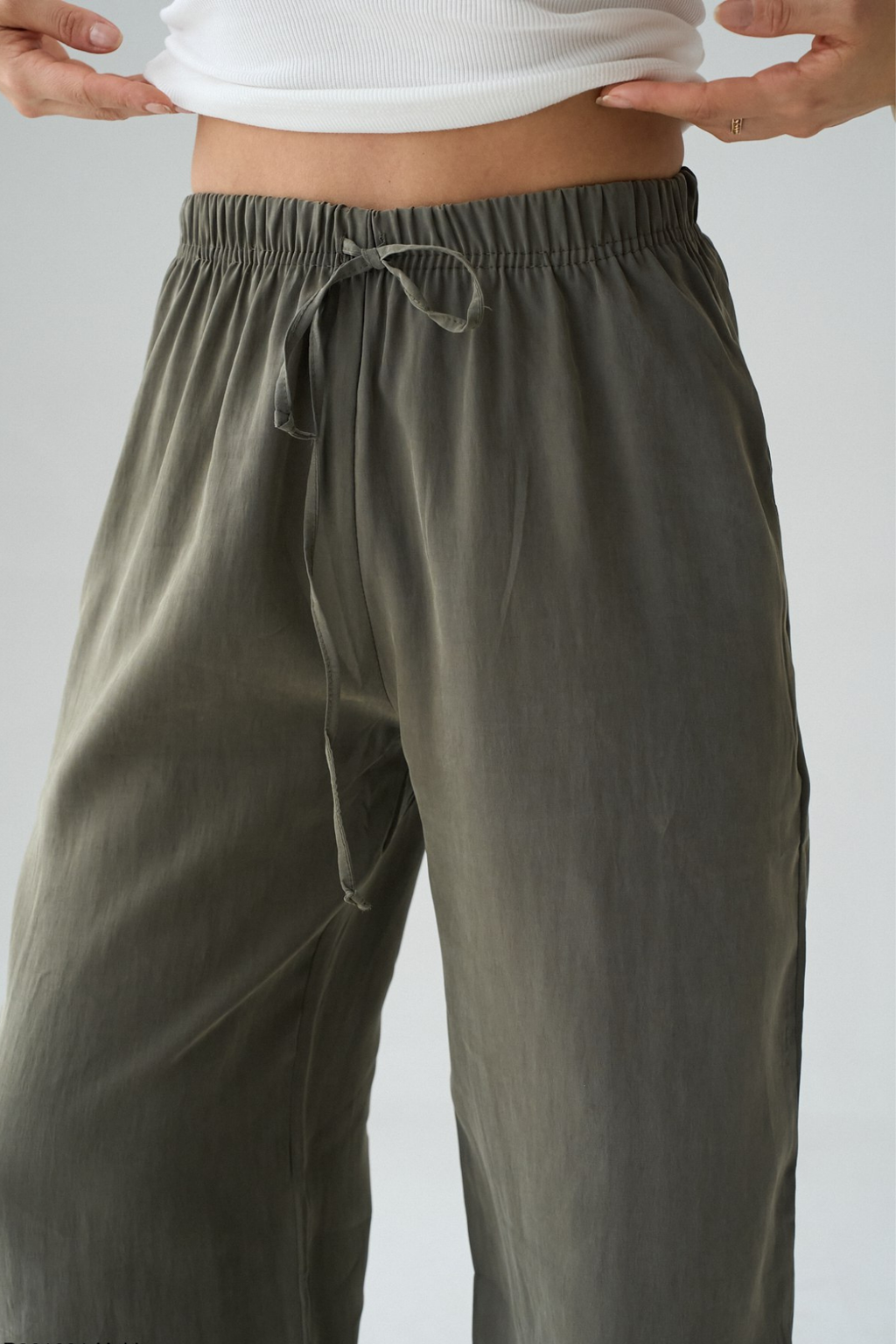 Kadın Bağcıklı Wide Leg Modal Pantolon