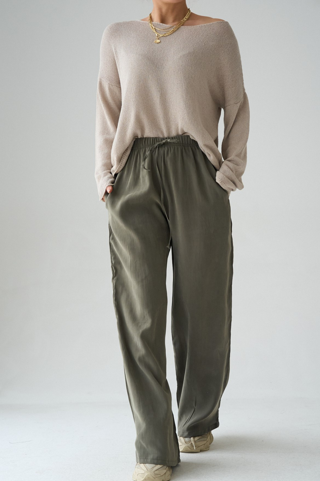 Kadın Bağcıklı Wide Leg Modal Pantolon