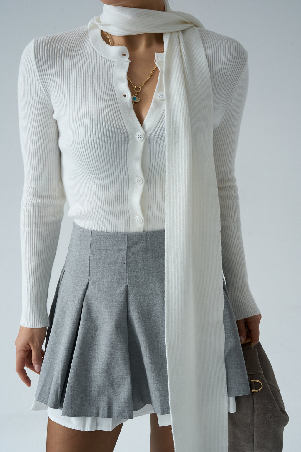 Kadın Bisiklet Yaka Düğmeli Şallı Hırka