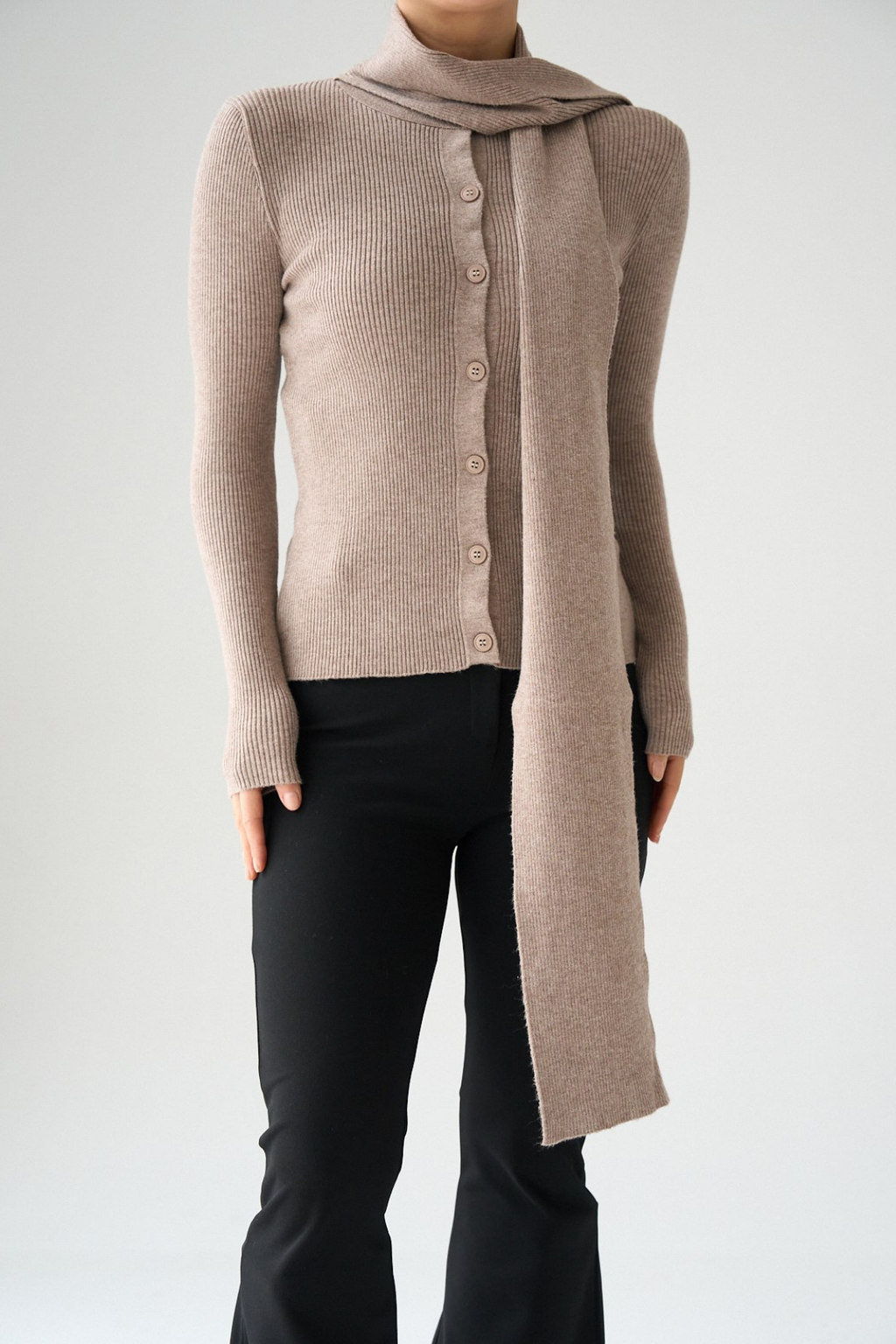 Kadın Bisiklet Yaka Düğmeli Şallı Hırka