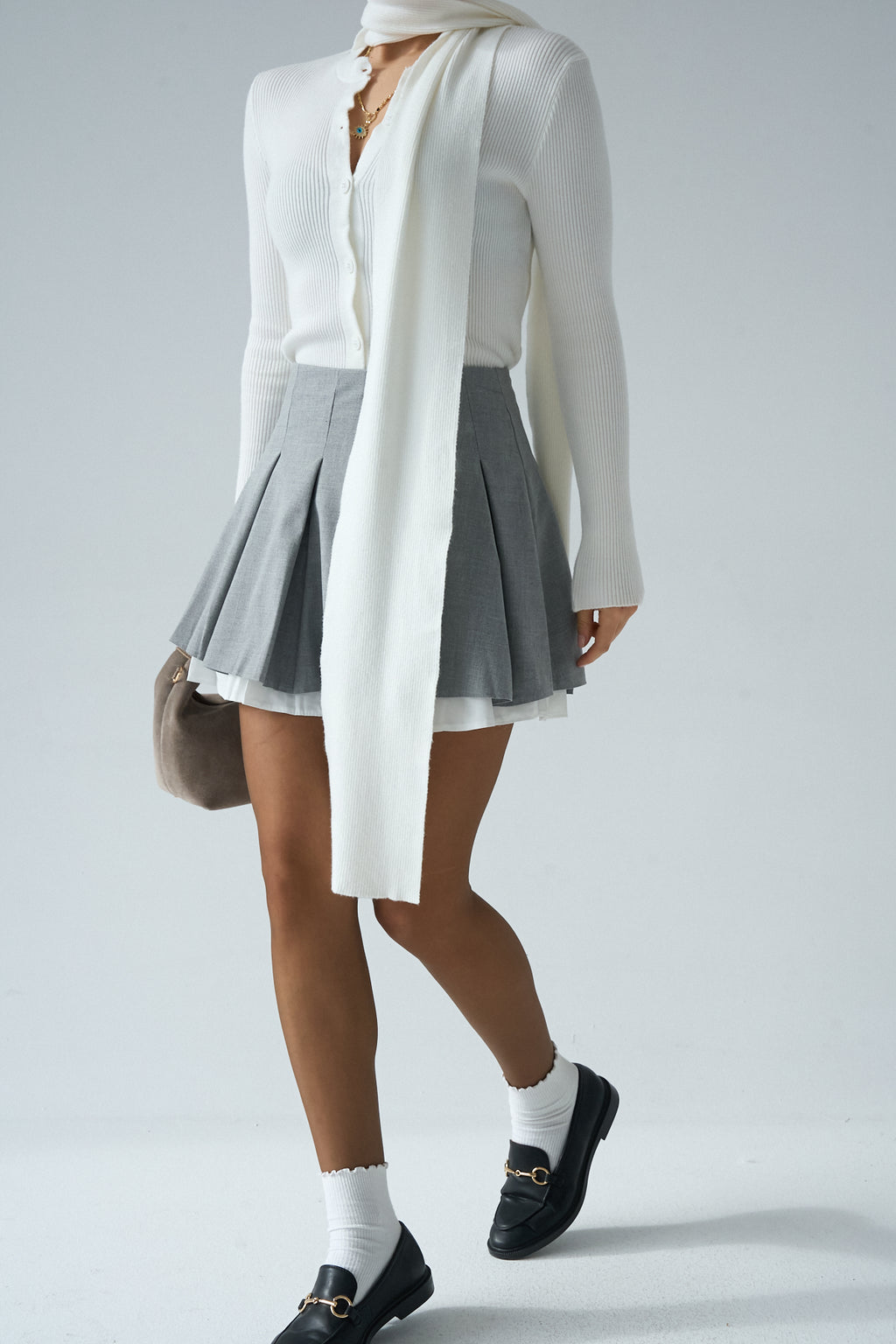 Kadın Bisiklet Yaka Düğmeli Şallı Hırka