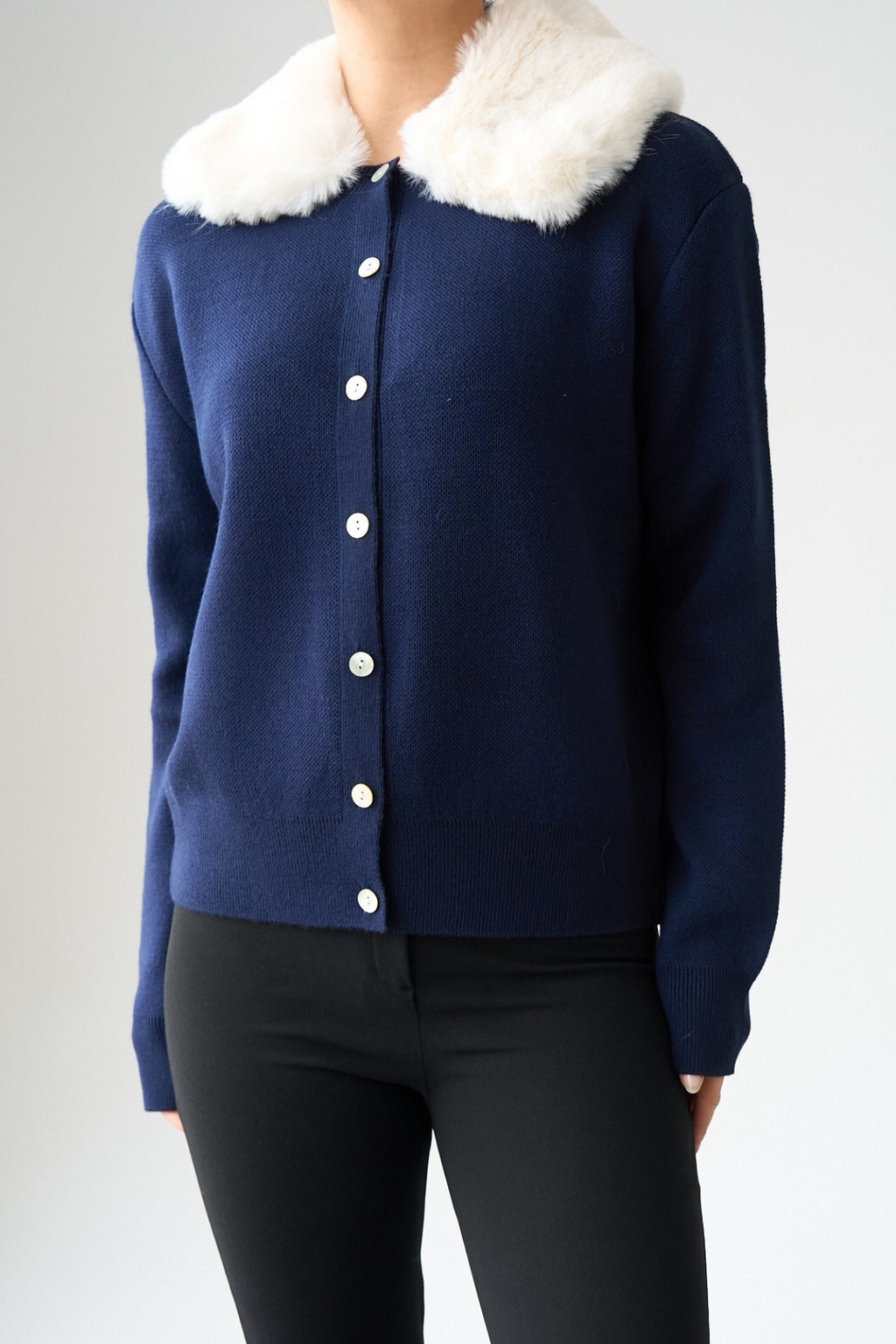 Kadın Vegan Kürk Yaka Hırka