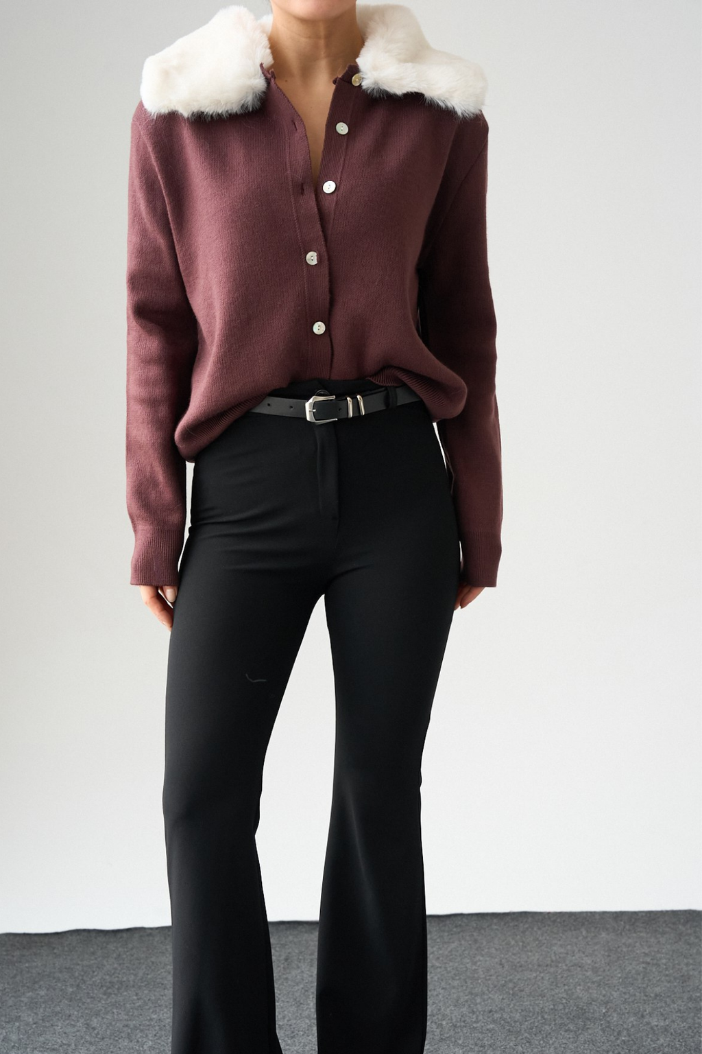 Kadın Vegan Kürk Yaka Hırka