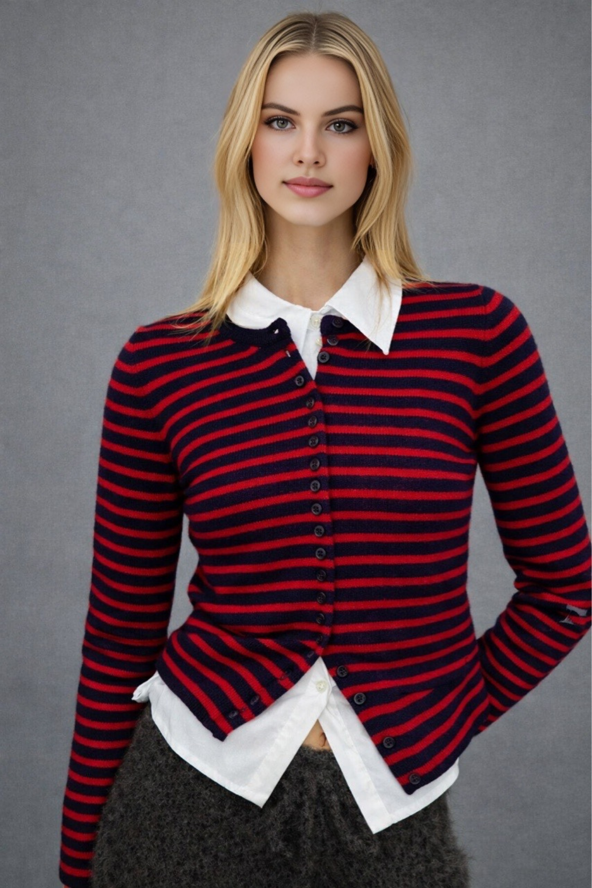 Kadın Bisiklet Yaka Düğmeli Mevsimlik Basic Hırka