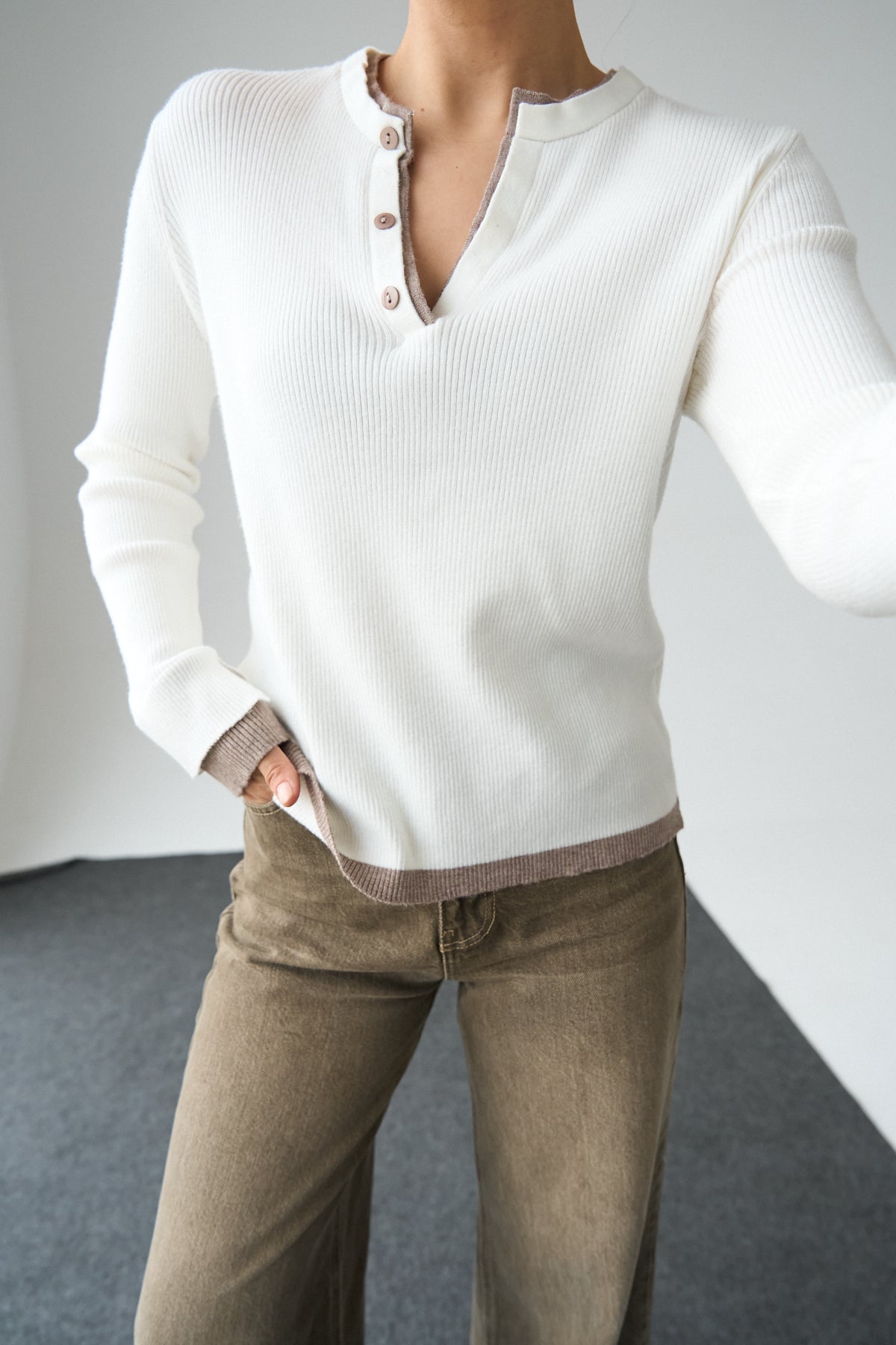 Kadın 2 Patlı Düğmeli Kazak