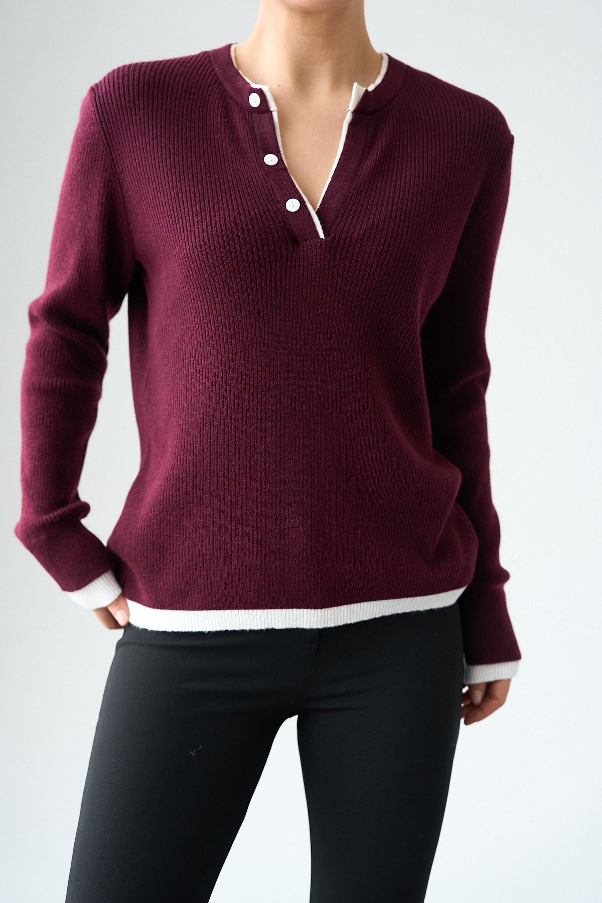 Kadın 2 Patlı Düğmeli Kazak