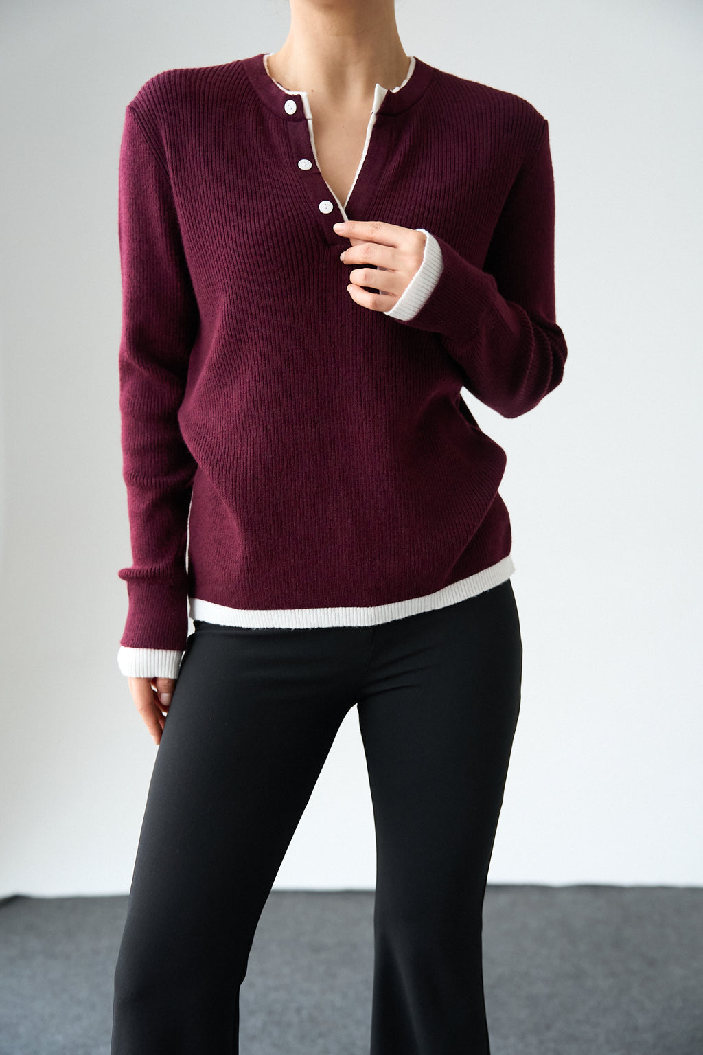 Kadın 2 Patlı Düğmeli Kazak