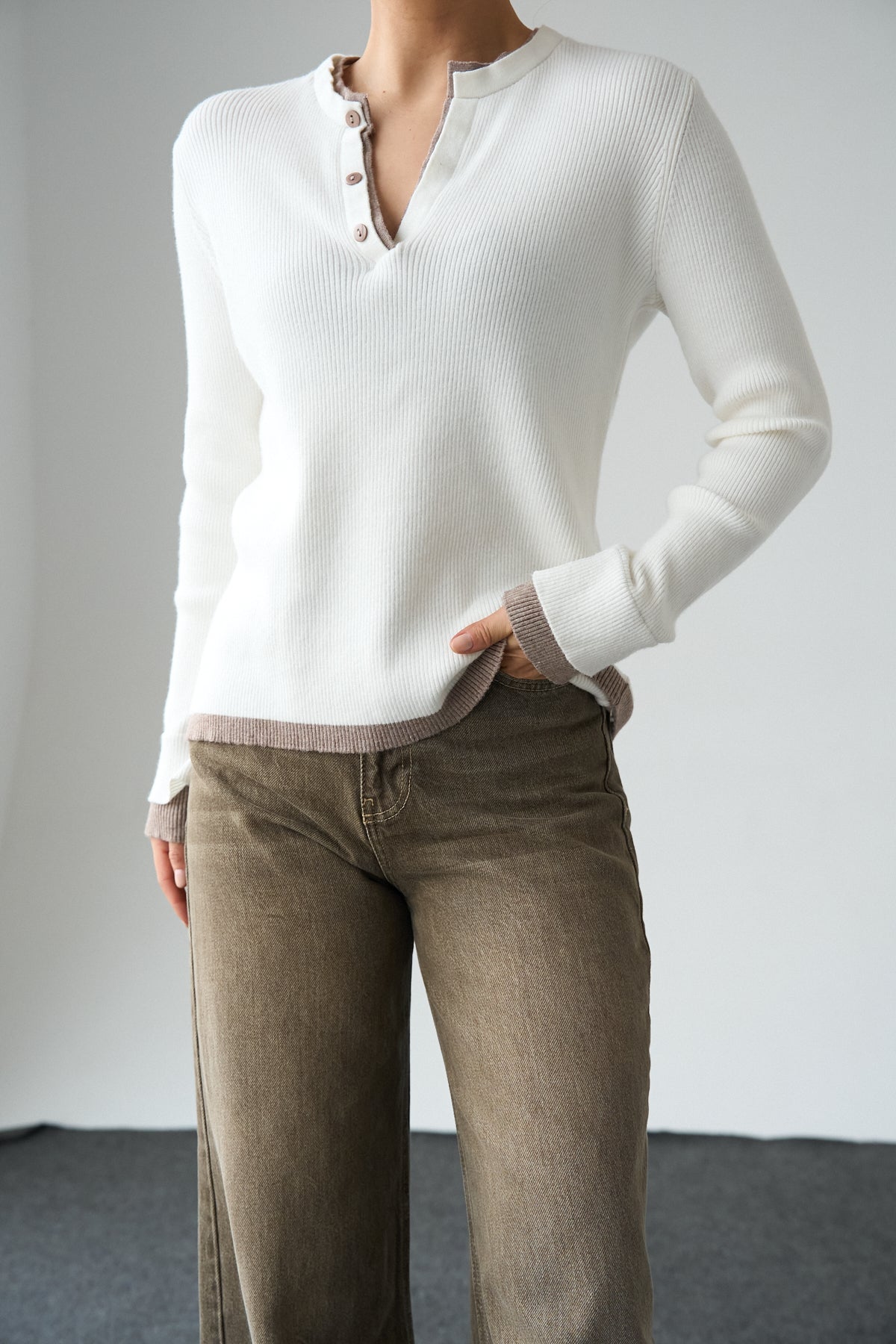 Kadın 2 Patlı Düğmeli Kazak