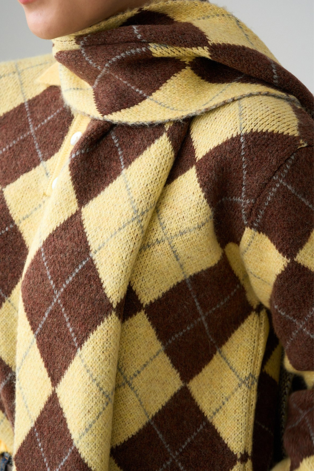 Kadın Baklava Desenli Atkı Detaylı Kazak